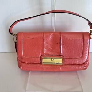 Coach Kristen Coral Patent Leather Wristlet Clutch